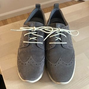 Cole Haan Zero Grand wingtip oxfords, grey suede, size women’s 7.5